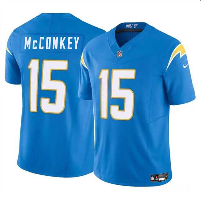 Youth Los Angeles Chargers #15 Ladd McConkey Light Blue 2024 Draft F.U.S.E Vapor Limited Stitched Jersey Dzhi->youth nfl jersey->Youth Jersey